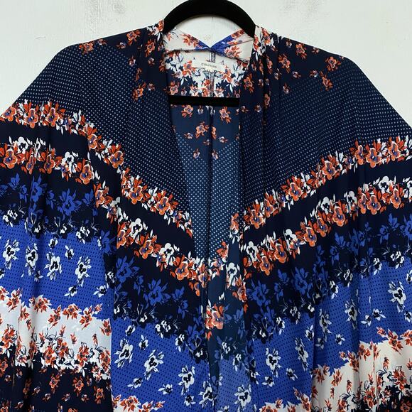 Maurices Blue Floral Boho Poncho Size Small Medium - Picture 2 of 6